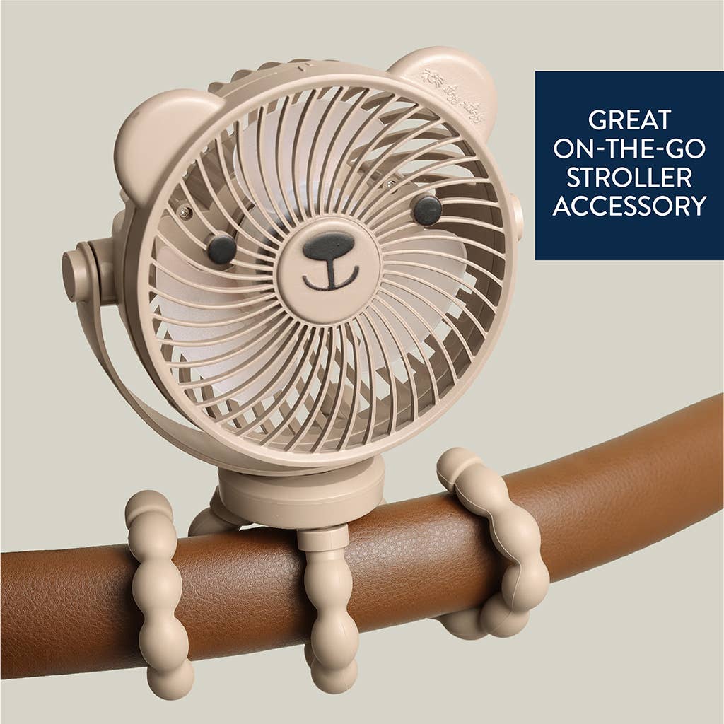 Itzy Ritzy Itzy Breeze 3-Speed Stroller Fan Theo the Bear Taupe