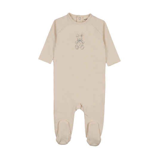 Mema Knits VINTAGE BUNNY PRINT FOOTIE