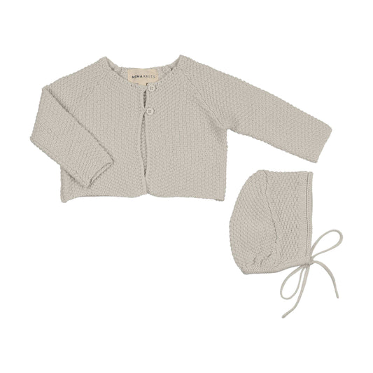 Mema Knits WAFFLE KNIT CARDIGAN+ BONNET
