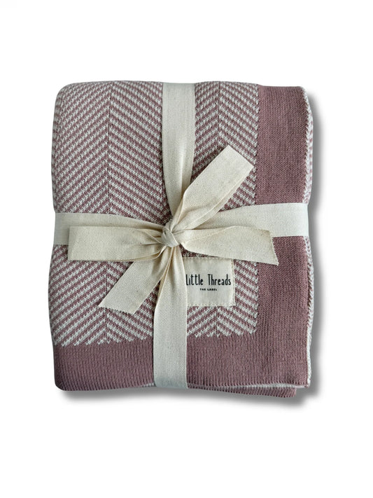 Little Threads Herringbone Knit Blanket