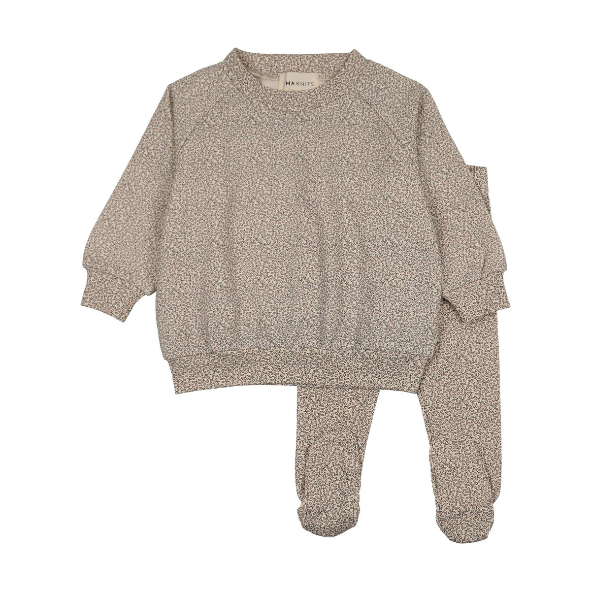 Mema Knits LEAF PRINT SWEATSHIRT SET