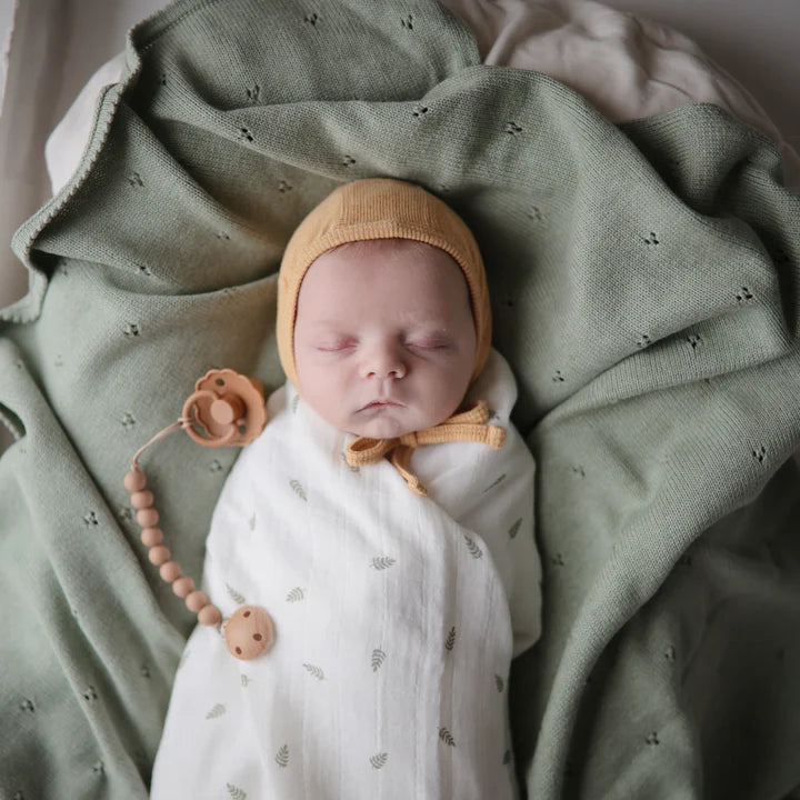 Mushie Knitted Pointelle Baby Blanket