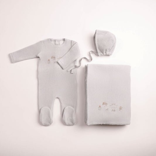 Bee & Dee All Things Baby Velour Footie/Beanie - Full Set