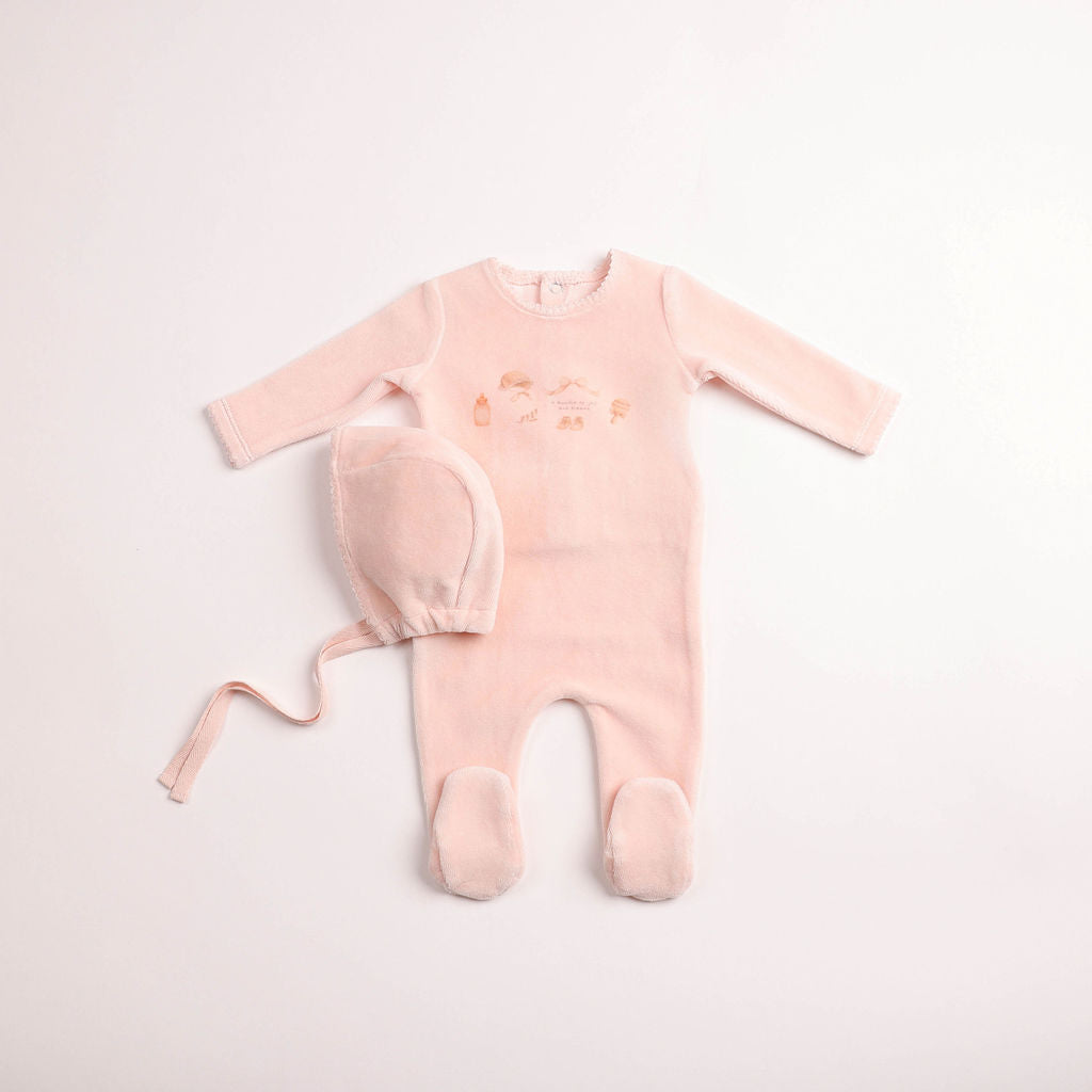 Bee & Dee All Things Baby Velour Footie Beanie