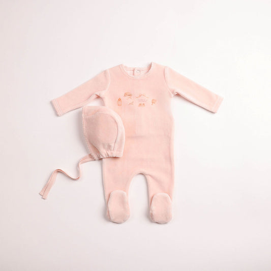 Bee & Dee All Things Baby Velour Footie Beanie