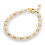 Crystal Dream - crystal dream: white pearl and gold bead bracelet