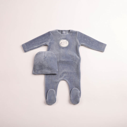 Bee & Dee Birdie Branch Velour Footed Beanie