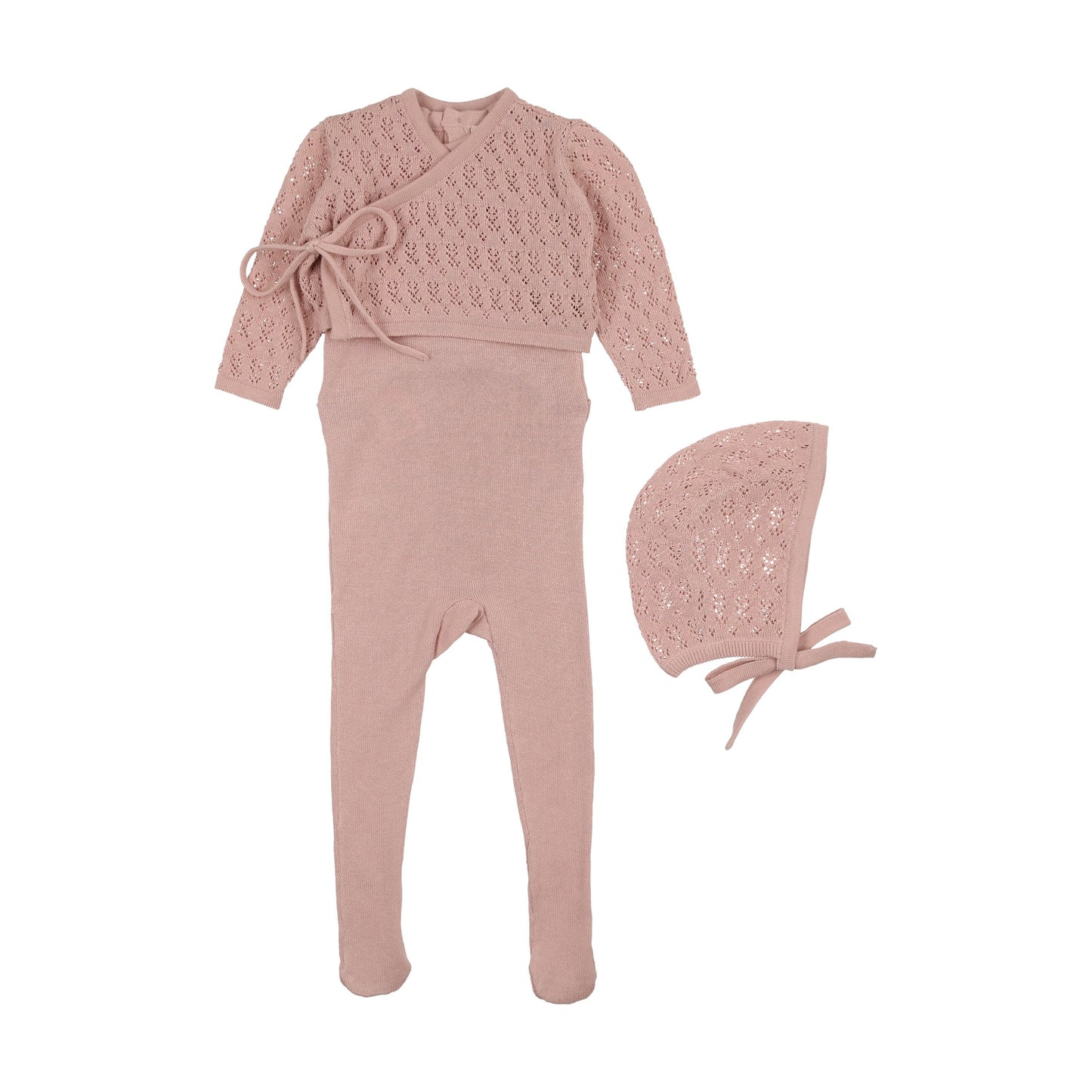 Mema Knits -Knit Sleeveless Footie + Cardigan|Bonnet