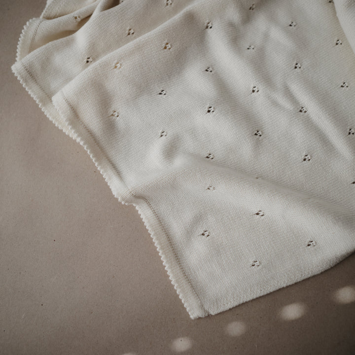Mushie Knitted Pointelle Baby Blanket