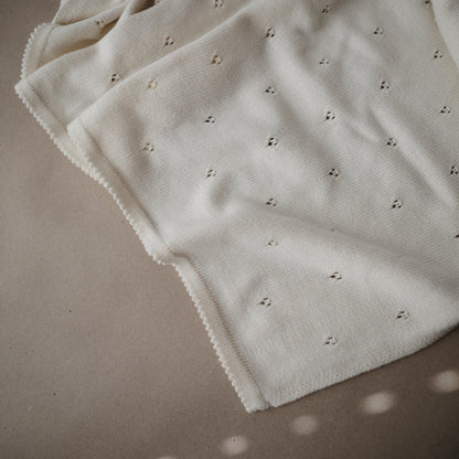 Mushie Knitted Pointelle Baby Blanket