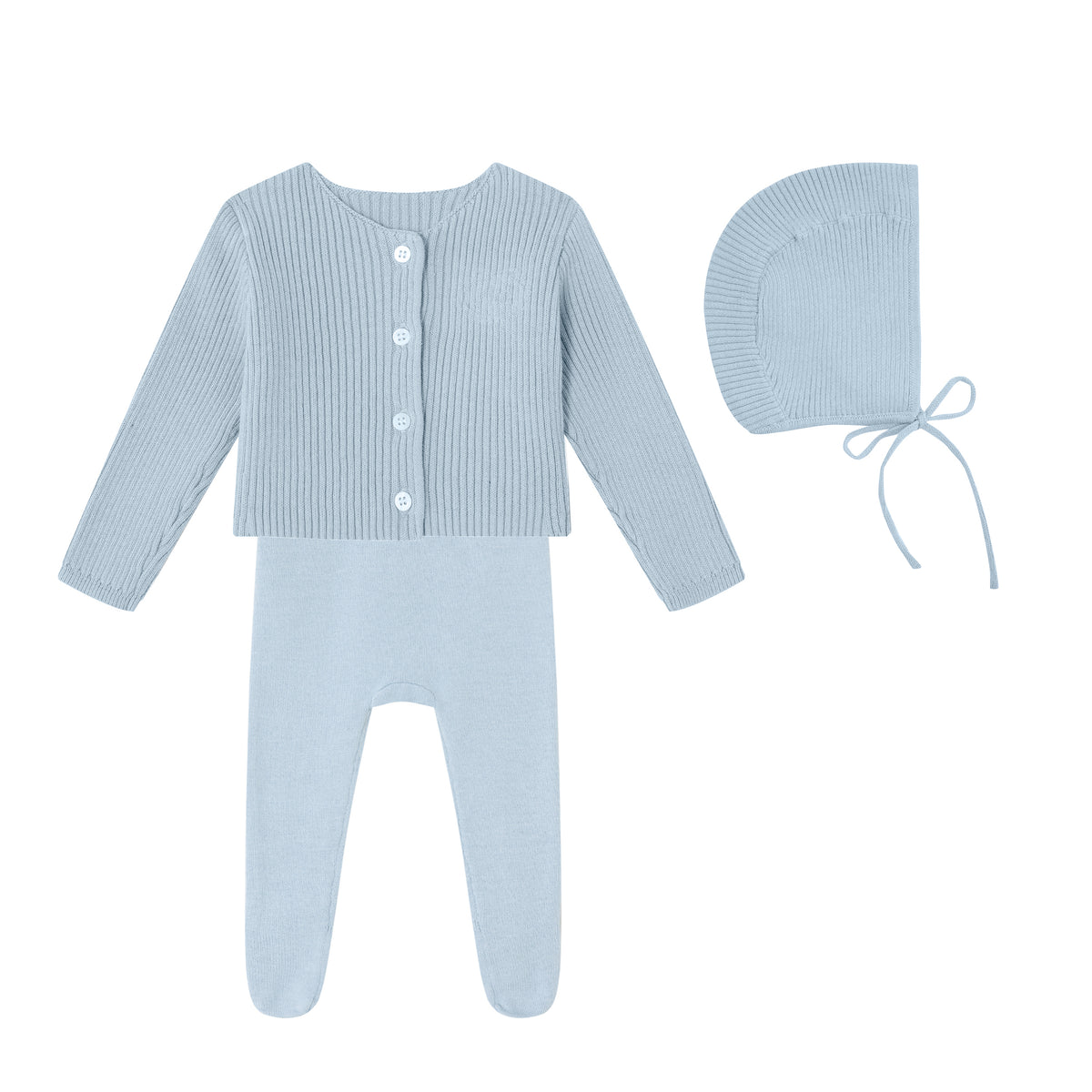 Mini Label Embossed Emblem knit Footie Bonnet Cardigan