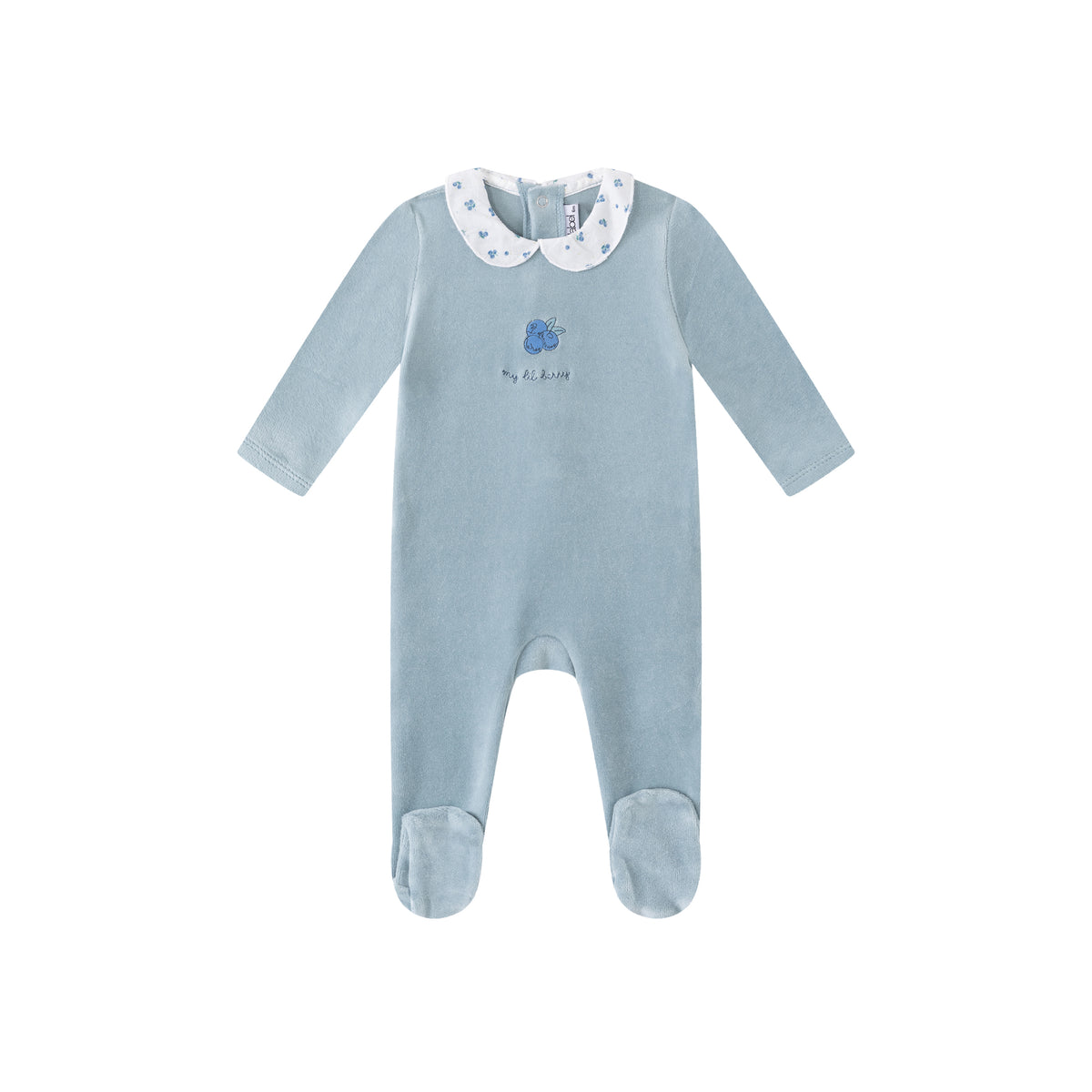 Mini Label Floral Collared Velour Footie