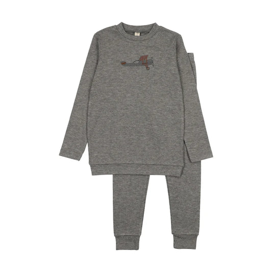 Embroidered Graphic Sweatshirt Set