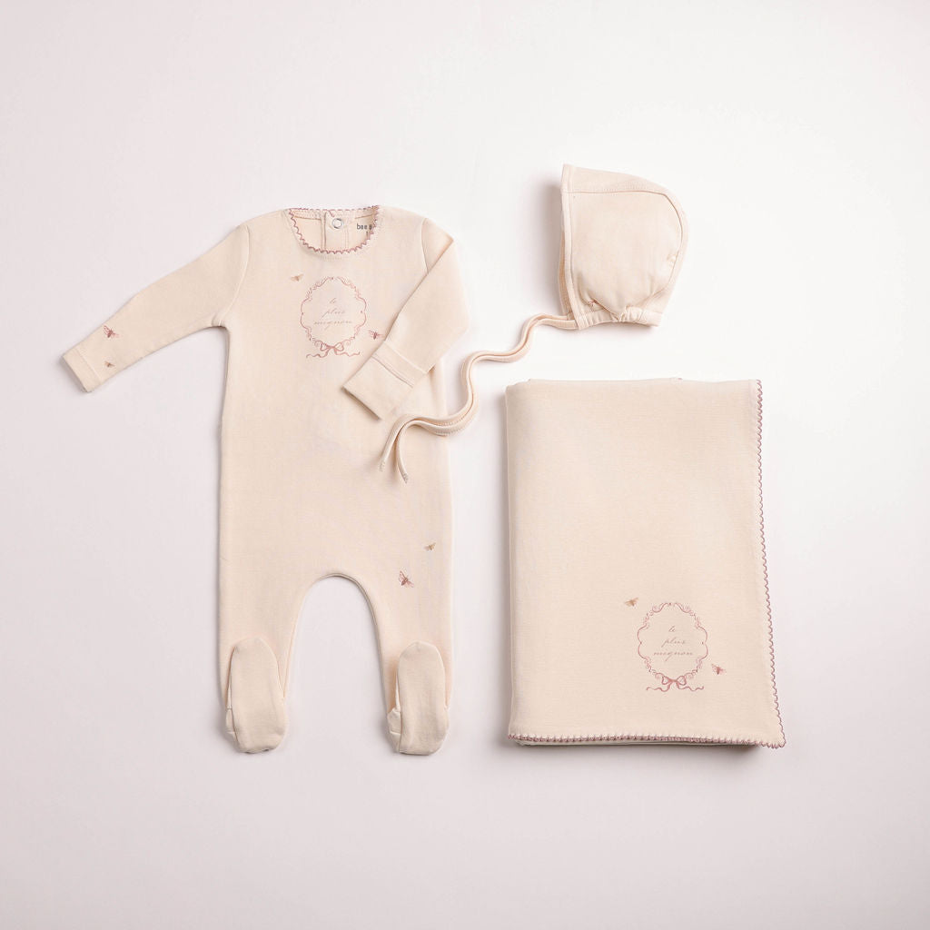 Bee & Dee Botanical Crest Footie/Bonnet - Full Set