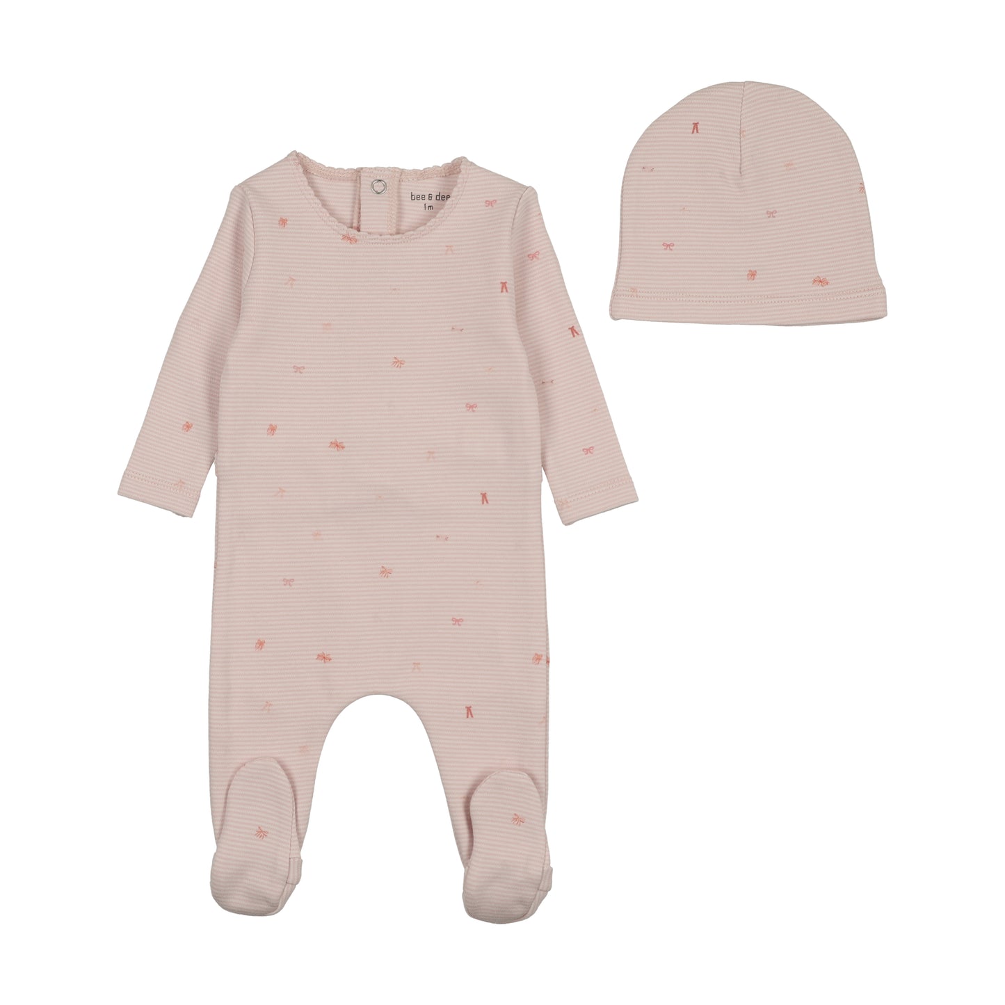 Bee & Dee Flag/Bow Print Footie/Beanie