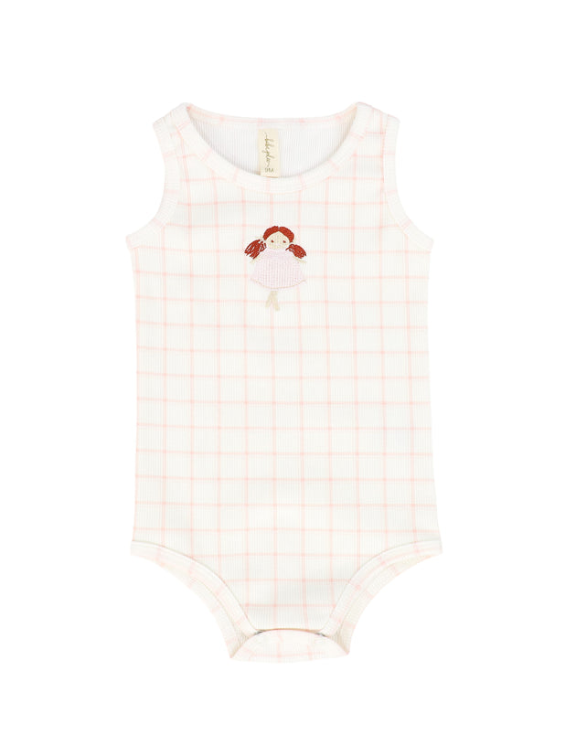 Checked Doll Ribbed Romper