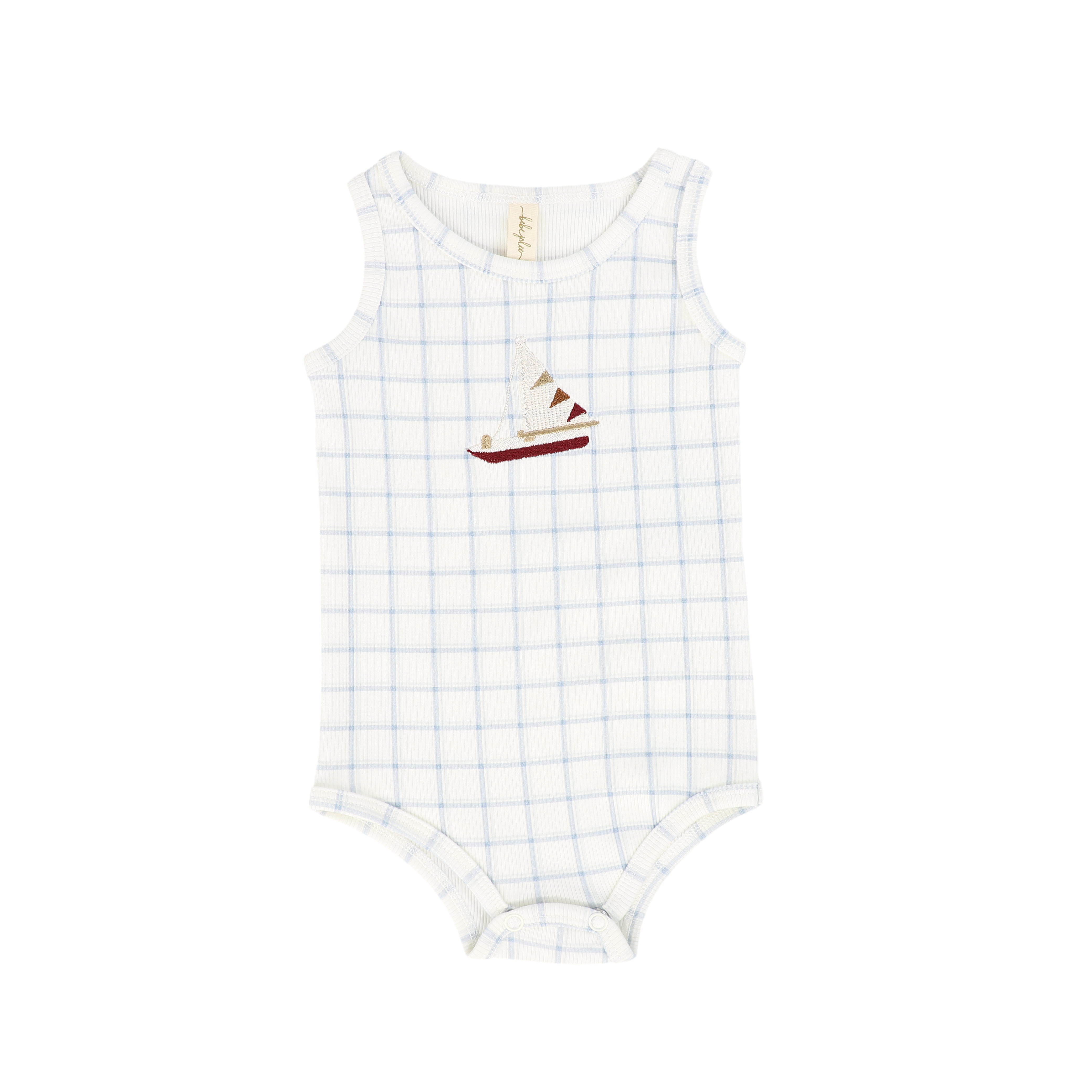 Checked Ribbed Sailboat Romper