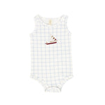 Checked Ribbed Sailboat Romper