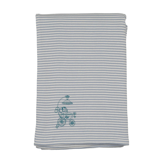 Bee & Dee Carriage Sketch Crisp Blue Blanket