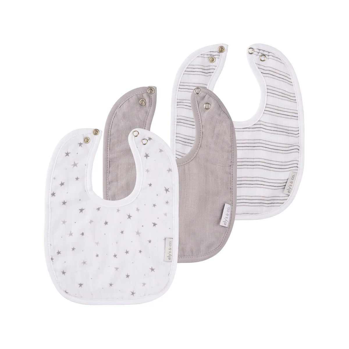 Ely's & Co. - 3 Pack Bib 2 Layer: Muslin + Terry Back