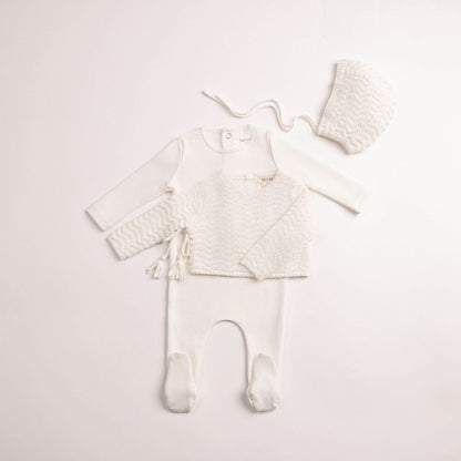 Bee & Dee Herringbone Cardigan Footie