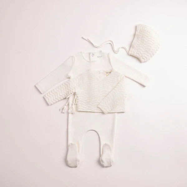 Bee & Dee Herringbone Cardigan Footie