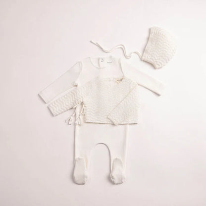 Bee & Dee Herringbone Cardigan Footie