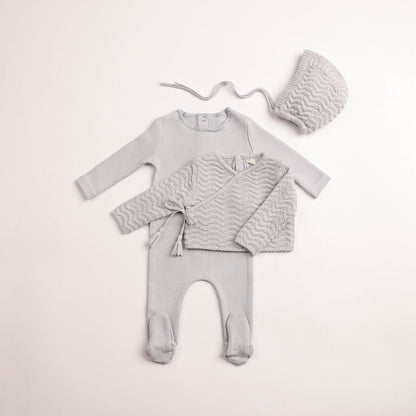 Bee & Dee Herringbone Cardigan Footie