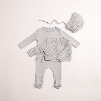 Bee & Dee Herringbone Cardigan Footie