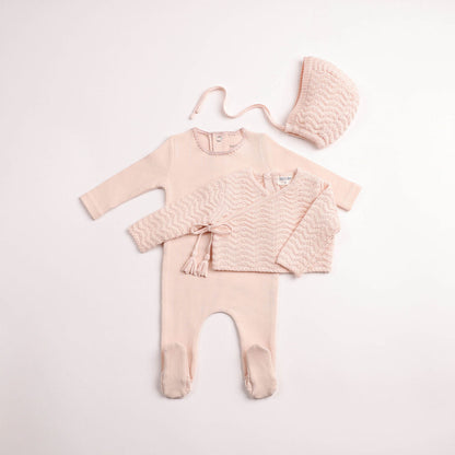 Bee & Dee Herringbone Cardigan Footie