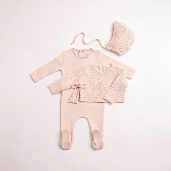 Bee & Dee Herringbone Cardigan Footie