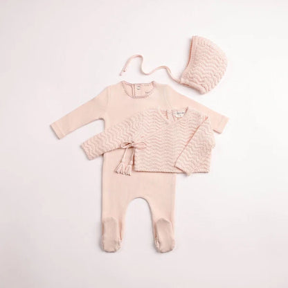 Bee & Dee Herringbone Cardigan Footie
