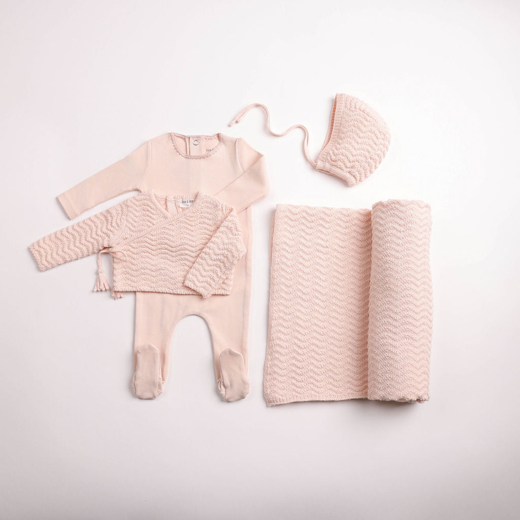 Bee & Dee Herringbone Cardigan Footie - Full Set