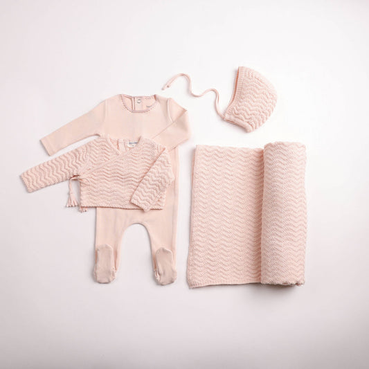Bee & Dee Herringbone Cardigan Footie - Full Set