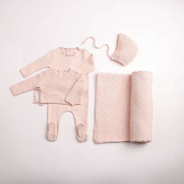 Bee & Dee Herringbone Cardigan Footie - Full Set