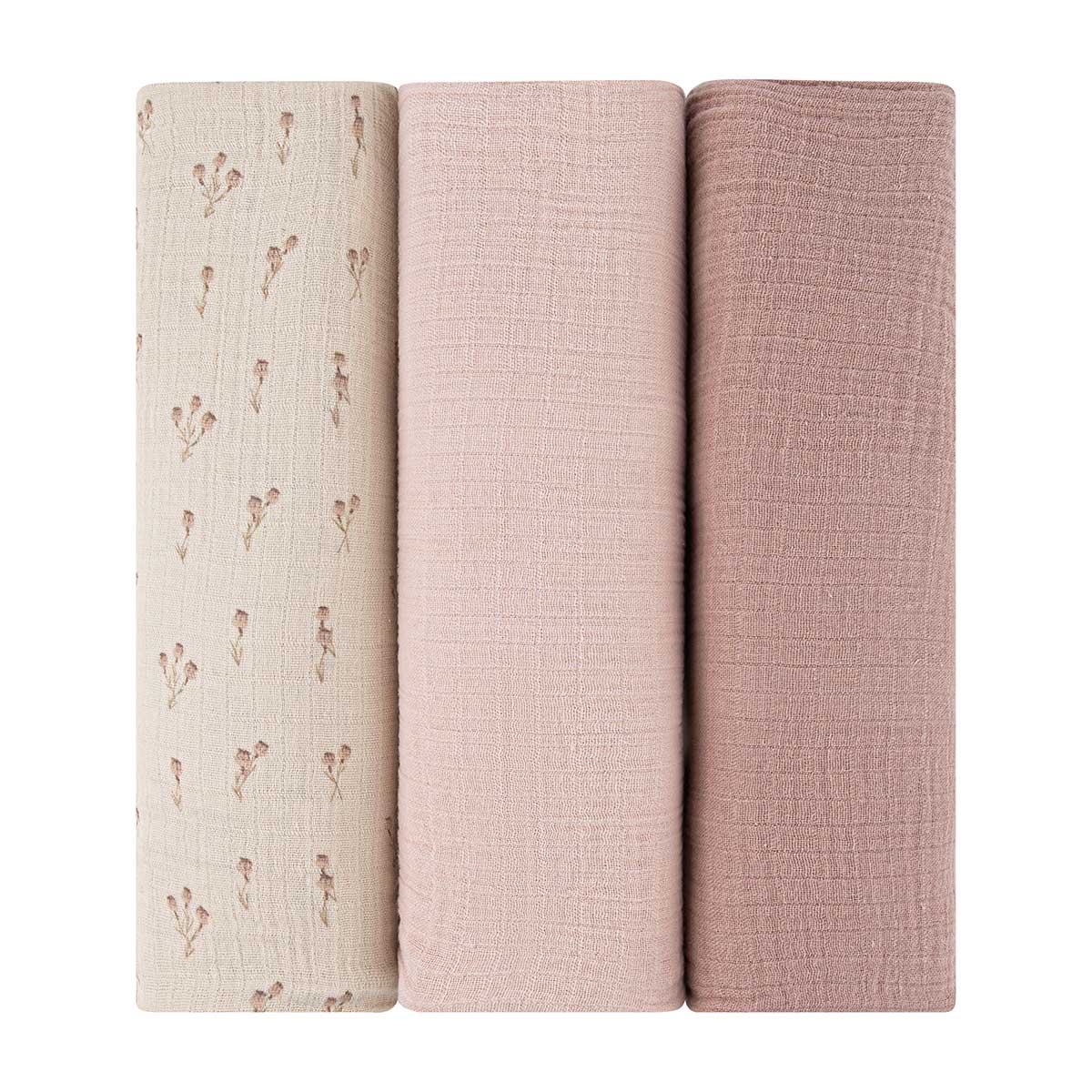 Ely's & Co 3 Pack Cotton Muslin Swaddle Blanket