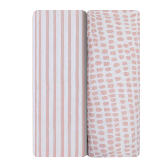 Ely's & Co. - Waterproof Moses Basket Sheet Set 100% Jersey Cotton 2 Pack