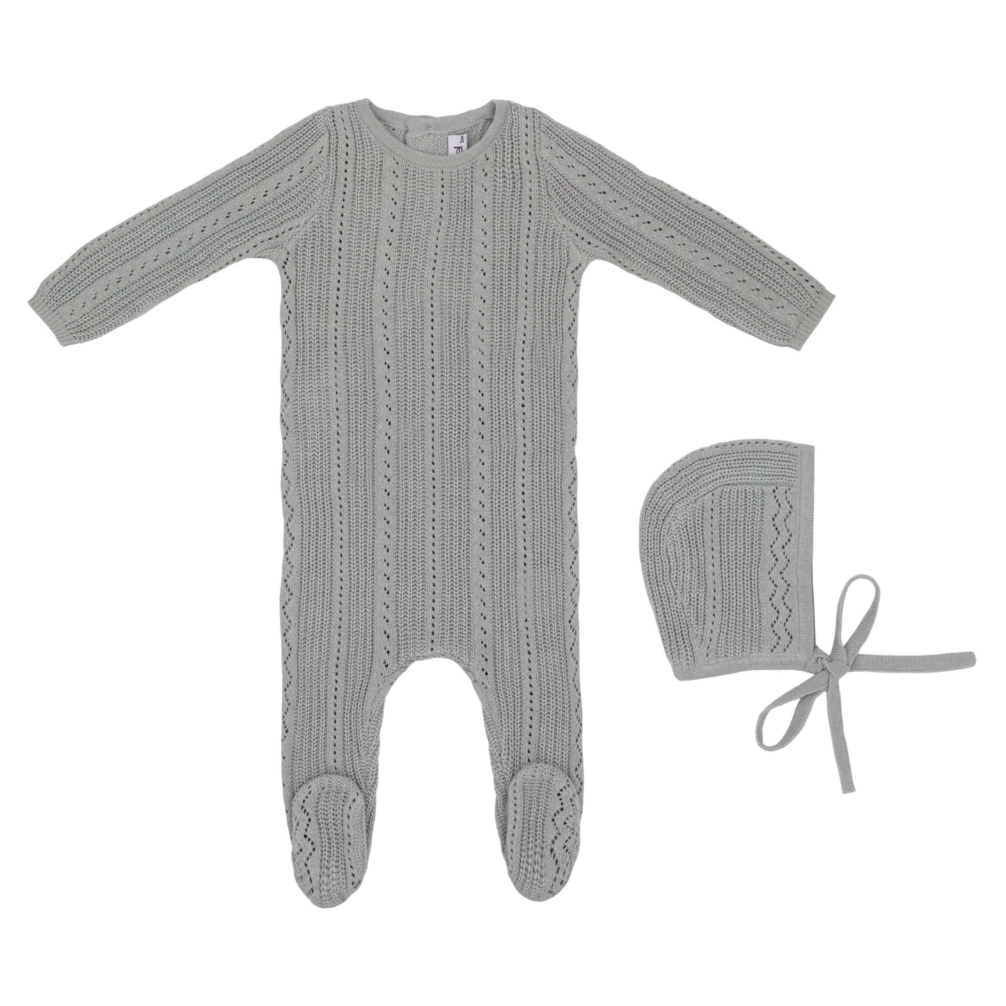 Pointelle Knit Footie and Hat