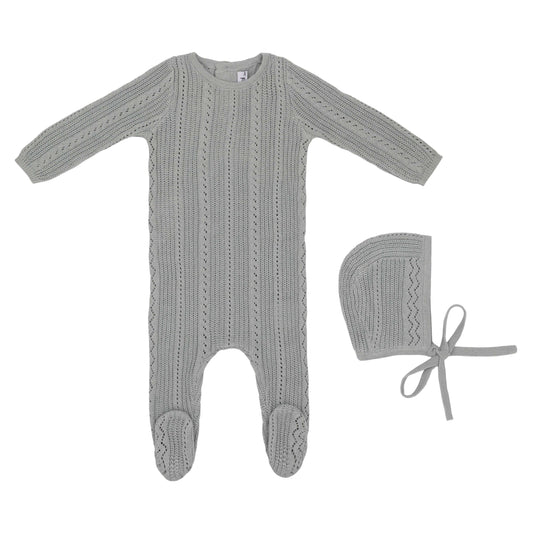 Pointelle Knit Footie and Hat