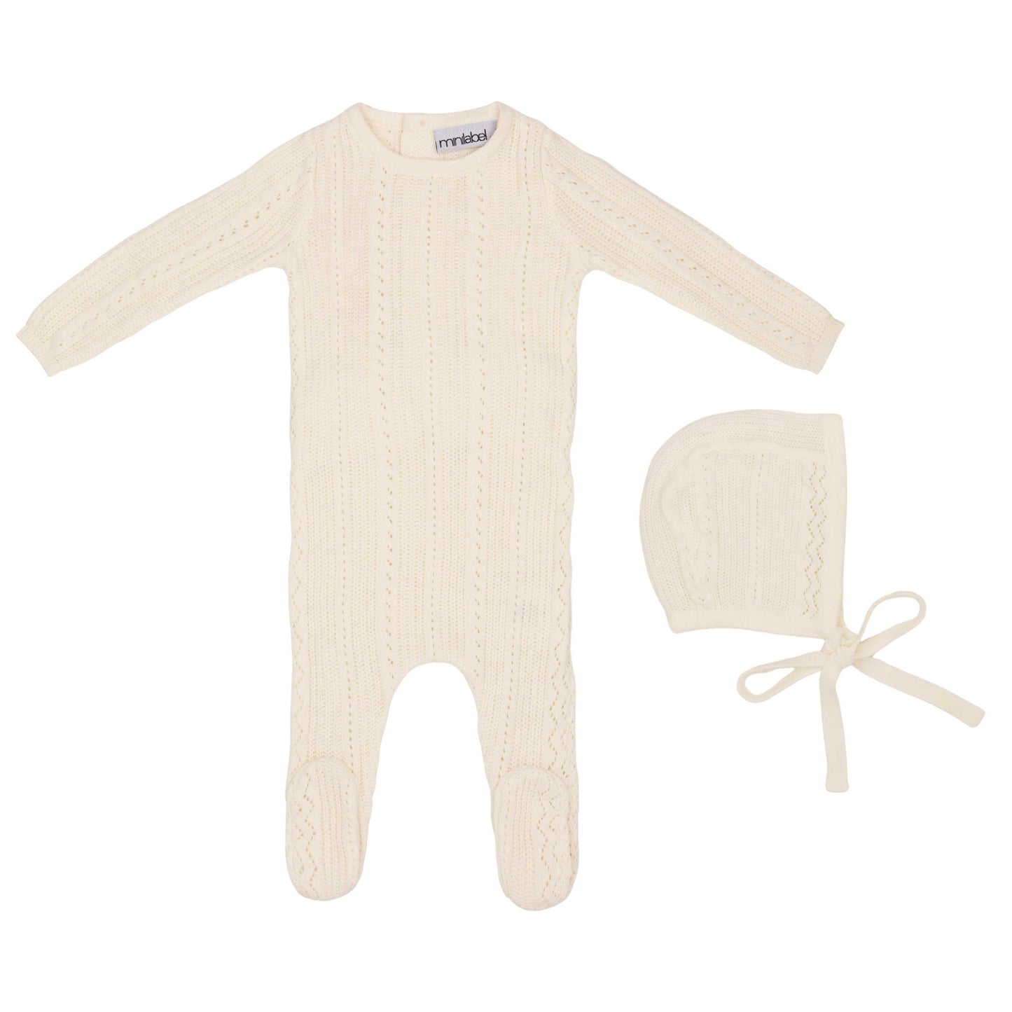 Pointelle Knit Footie and Hat
