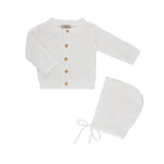 Tricot Bebe - Knit Embroidered | Cardigan + Bonnet