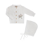 Tricot Bebe - Knit Embroidered | Cardigan + Bonnet