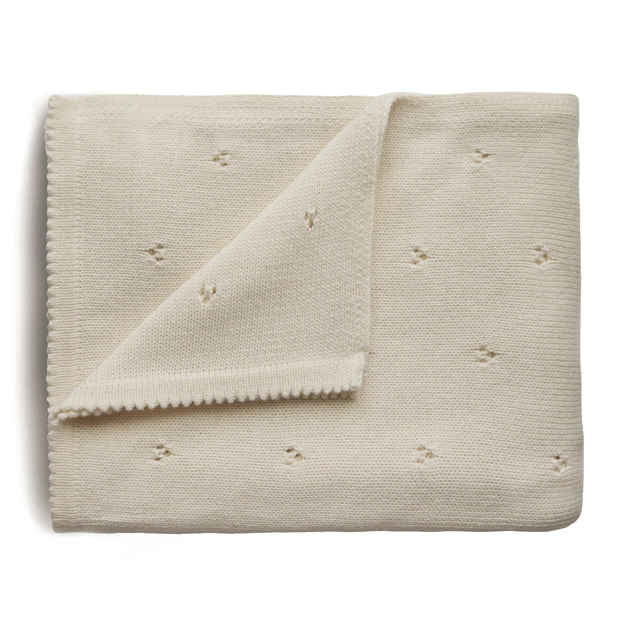 Mushie Knitted Pointelle Baby Blanket