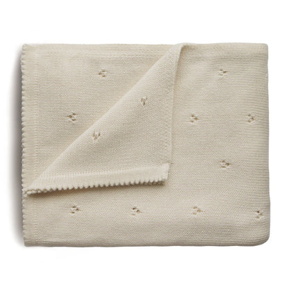 Mushie Knitted Pointelle Baby Blanket