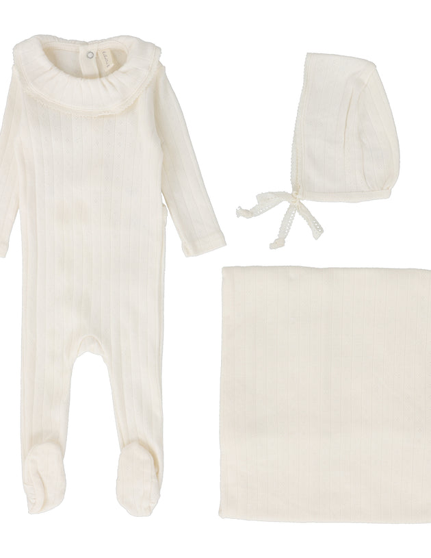 Lil Legs - Fine Pointelle Ruffle Layette Set