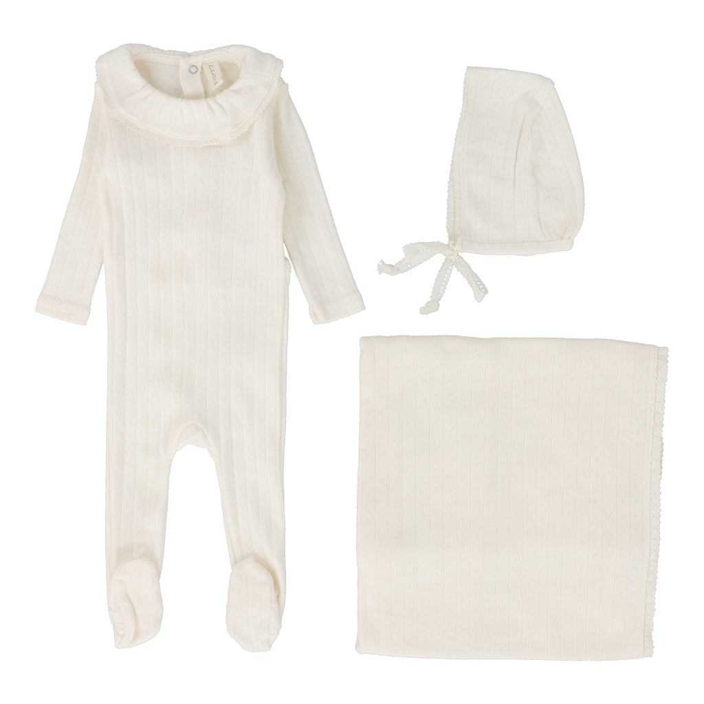 Lil Legs - Fine Pointelle Ruffle Layette Set