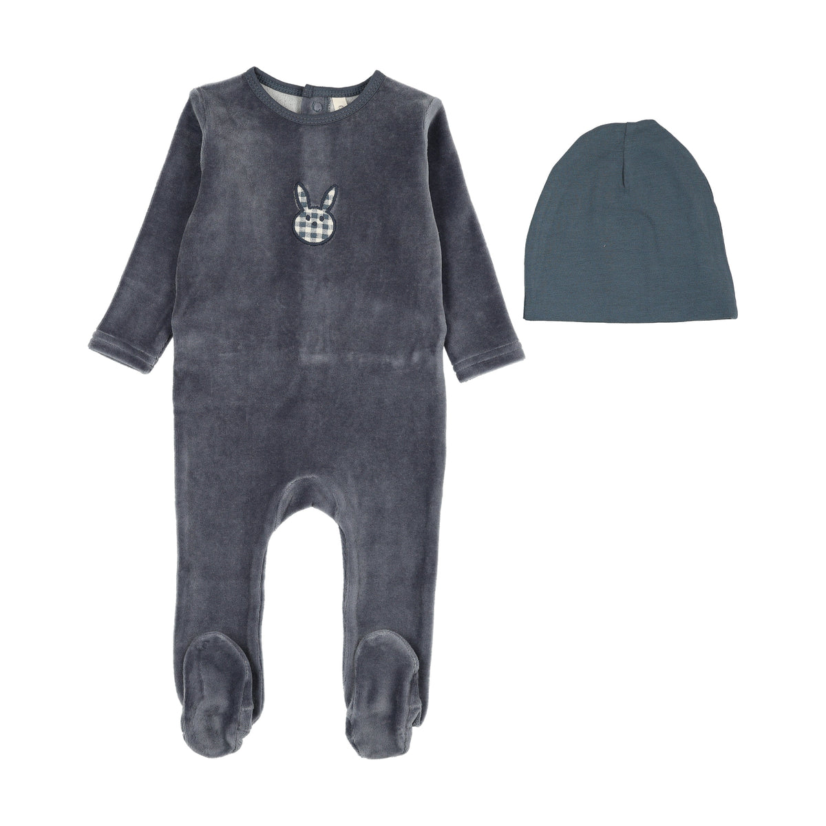 Lil Legs VELOUR GINGHAM BUNNY FOOTIE SET