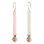 Mushie - Linen Pacifier Clip - 2 Pack