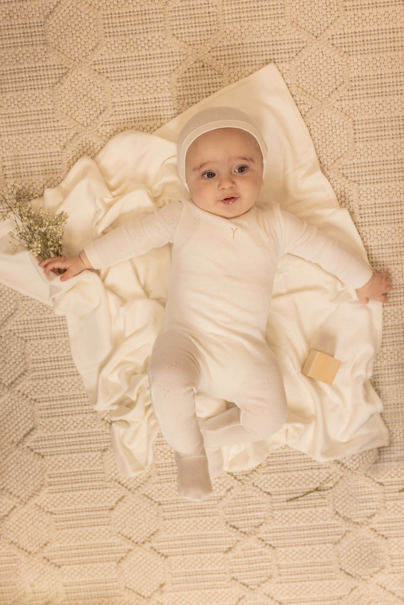 Bee & Dee Wings Pointelle Footie/Beanie