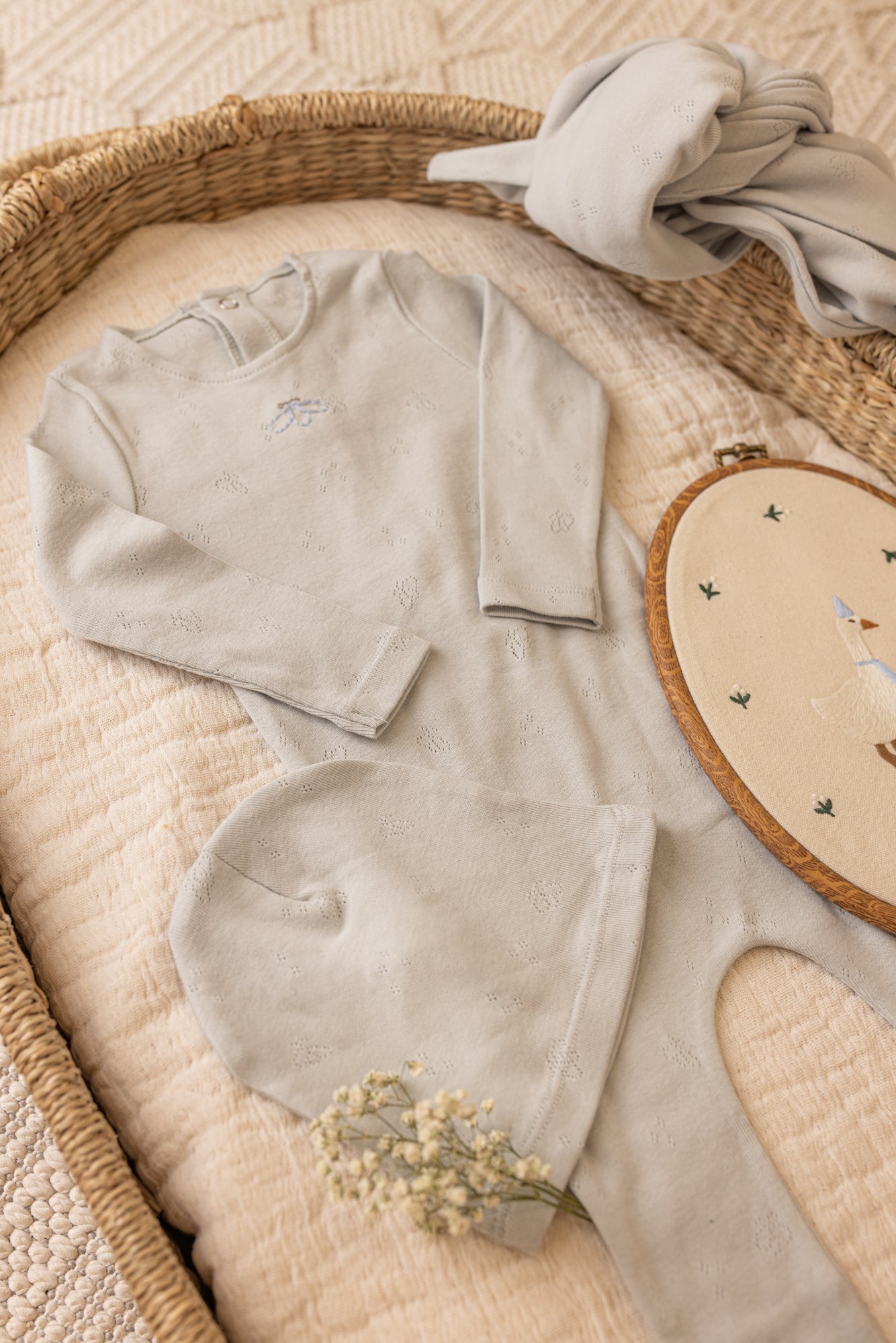 Bee & Dee Wings Pointelle Footie/Beanie